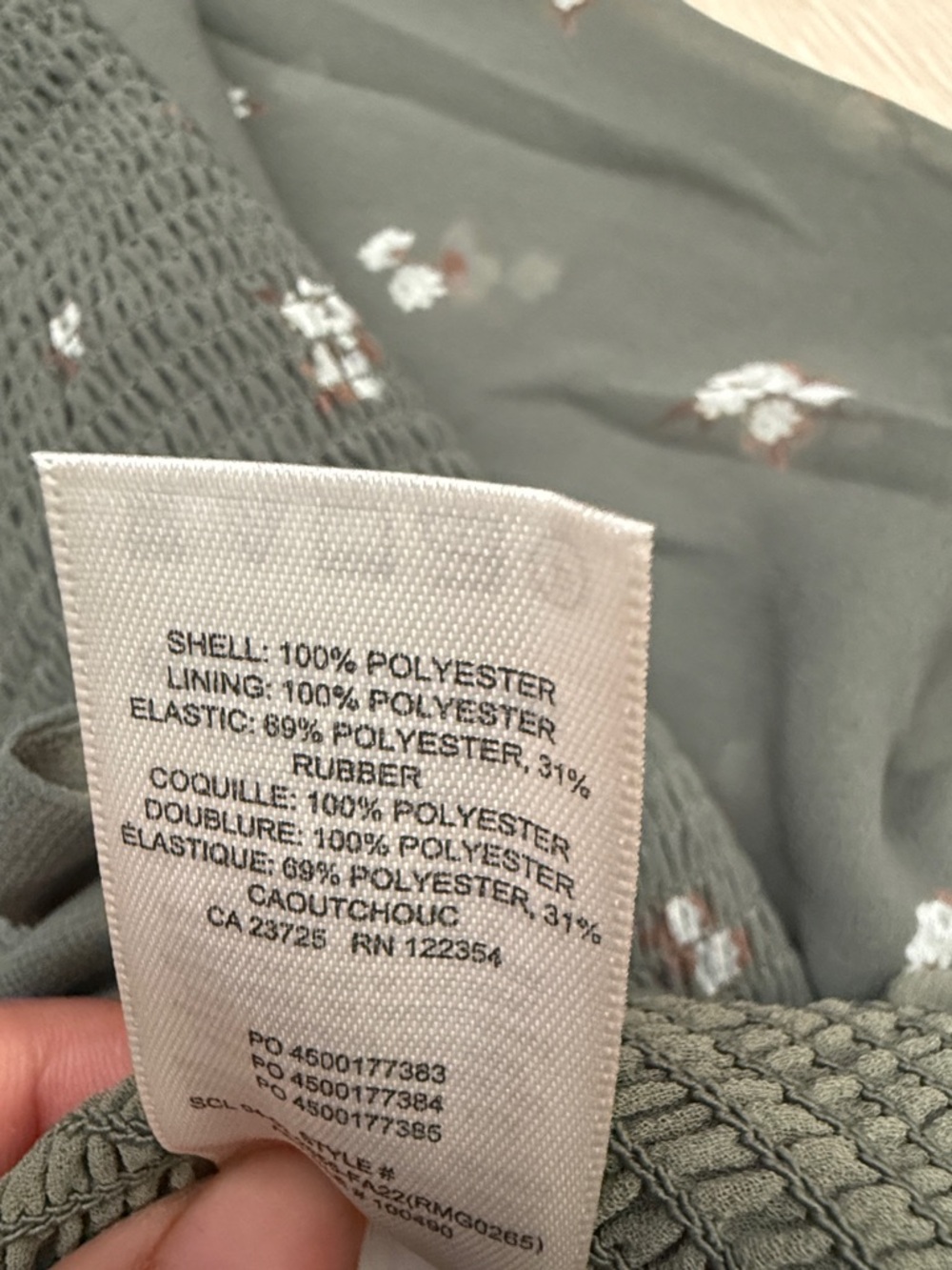 Wilfred Olive Green Smocked Floral Sheer-Sleeve Blouse - Picture 4 of 9